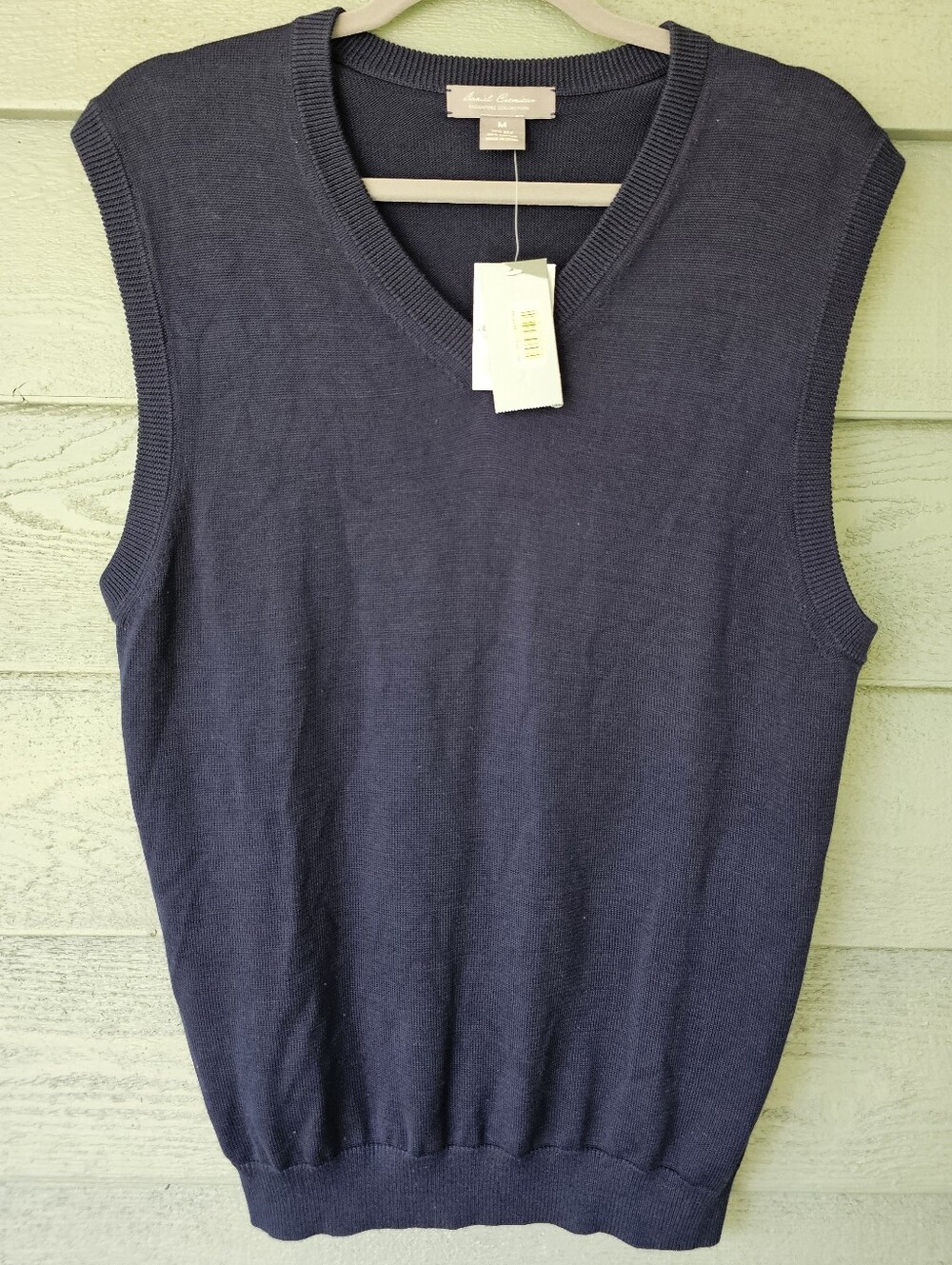 Daniel Cremieux Blue Silk Cotton Blend V-Neck Sweater Vest Men's Size Medium